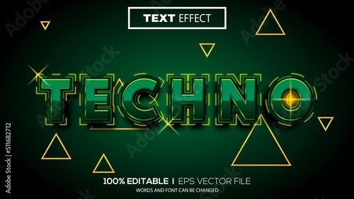 3d editable text effect techno theme premium vector
