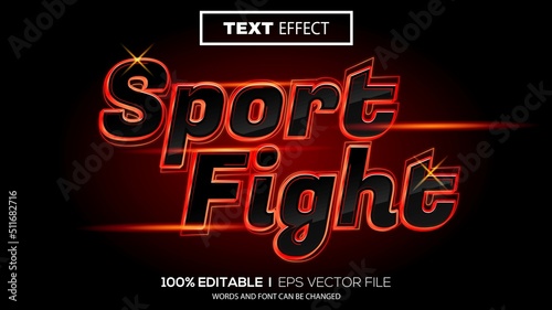 3d editable text effect sport fight theme premium vector