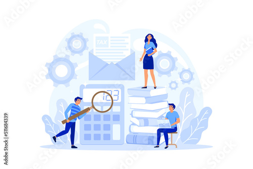 Tax consultant concept. Idea of accounting and payment. Financial bill. Tax audit, consultation, analysis of tax payments. flat design modern illustration