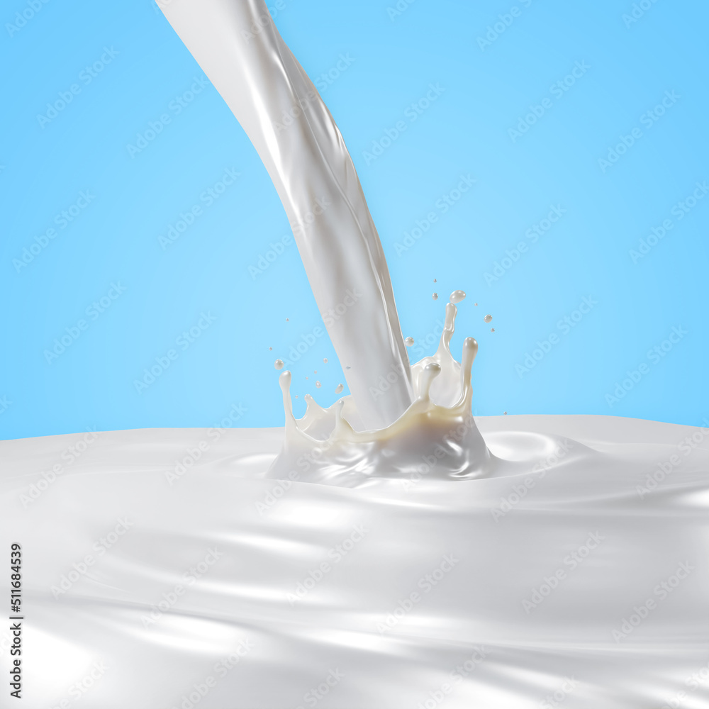 3D Rendering of Isolated Liquid Milk Splash with Swirling Ripple 3D Rendering of Isolated Liquid Milk Splash with Swirling Ripple