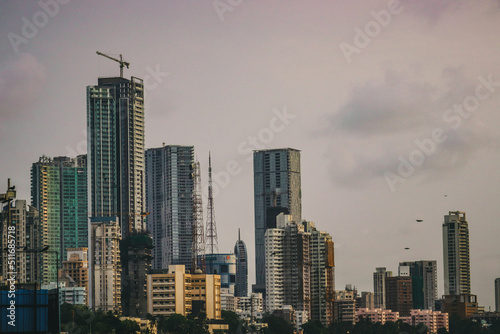Photography city life of mumbai in its rich infrastructure construction of new building for future