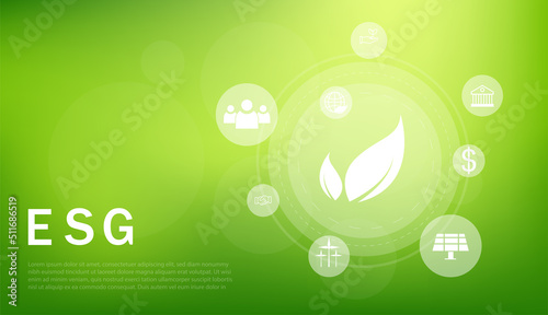 Banner ESG - Environmental, Social and Corporate Governance. concept of business trend. vector design illustration.