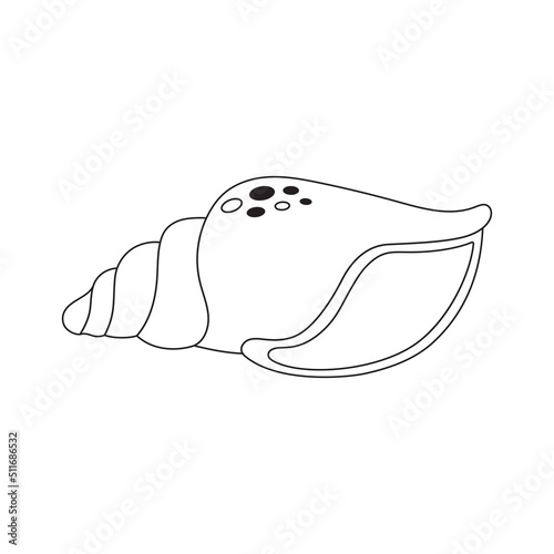 cute shell in silhouette isolated on white
