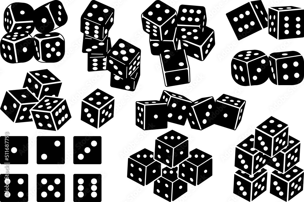 Dice SVG Bundle, Dice Silhouette, Casino Svg, Gamble Svg, Rolling Dice Svg, Game Dice Svg, Dice
