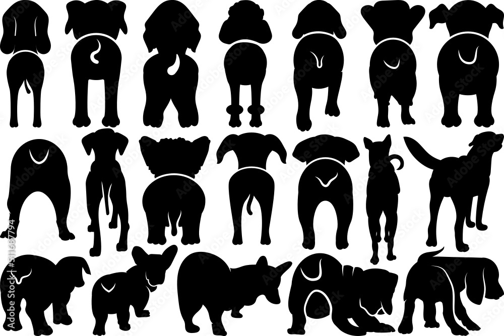 Dog Butt SVG, Dog Butt Silhouette, Dog Svg, Dog Lover Svg, Dog Shape Svg,  Animal Svg, Puppy Svg, Pet Paw Svg, Dog Butt Bundle, Stock Vector | Adobe  Stock