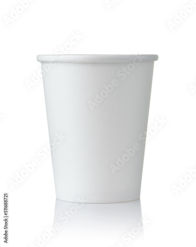 Front view of white blank disposable paper cup