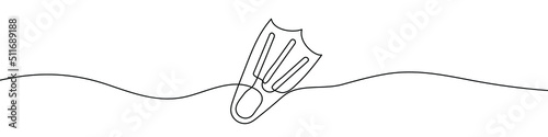 Continuous line drawing of flippers. Flippers one line icon. One line drawing background. Vector illustration. Flippers black icon
