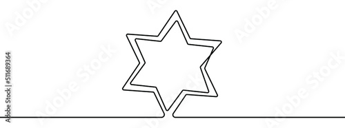 Continuous line drawing of star of David. Star of David line icon. One line drawing background. Vector illustration. Star of David continuous line icon