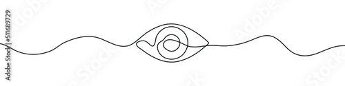 Linear background of eye. One continuous line drawing of human eye. Vector illustration. Eye icon isolated
