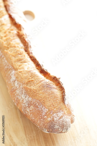 A loaf of Baguette French bread with copy space