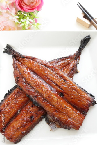 Japanese grilled fish, mirin marinated saucy Samna fish photo