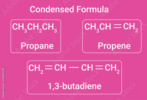 Condensed Formula: Propane, Propene and 1,3 butadiene