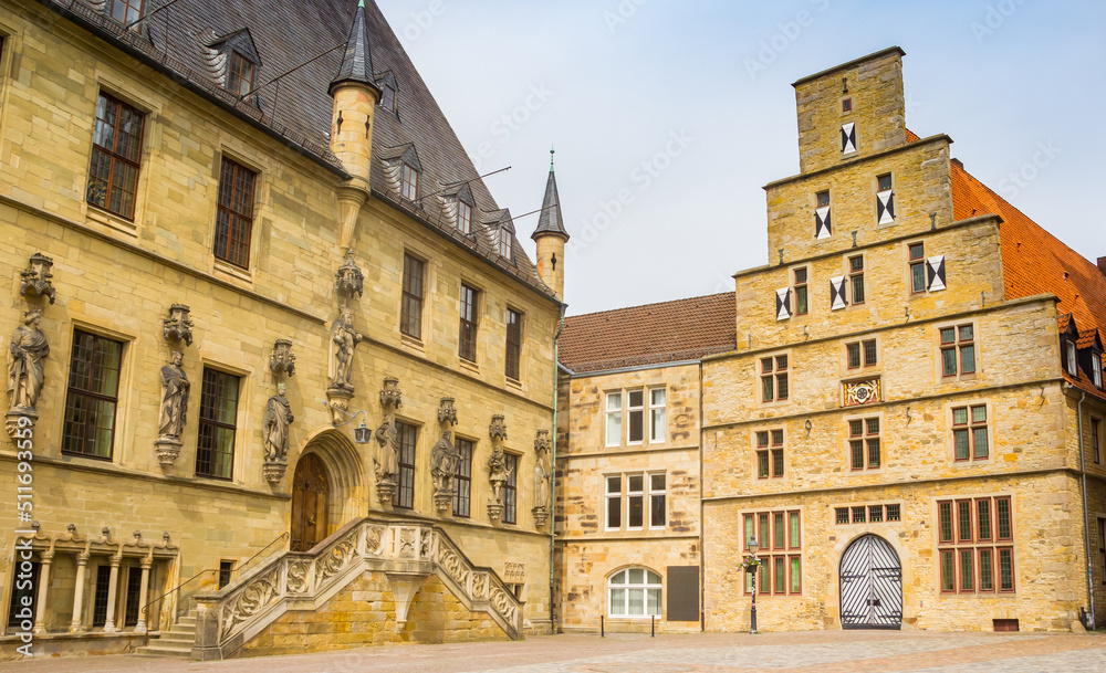 Fototapeta premium Historic town hall and weigh house on the market square of Osnabruck, Germany