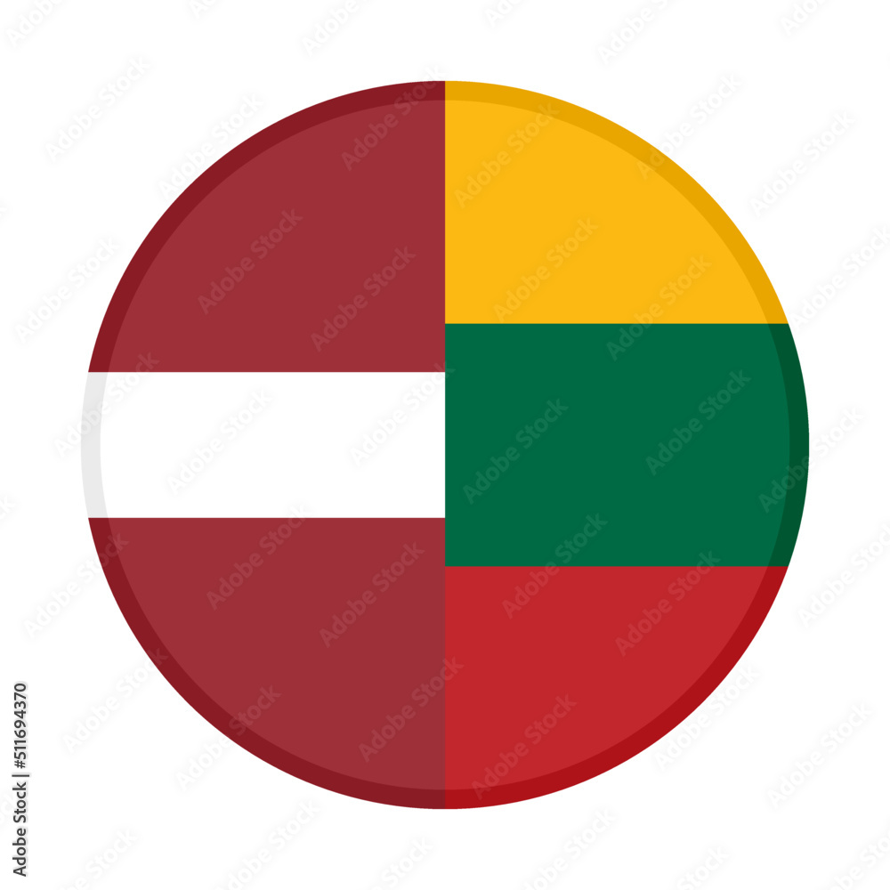 round icon of latvia and lithuania flags. vector illustration isolated on white background round icon of latvia and lithuania flags. vector illustration isolated on white background