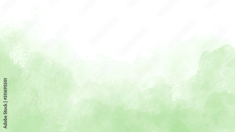 Green and white watercolor background for poster, brochure or flyer, wedding cards. Horizontal banner template. Copyspace. Website graphics