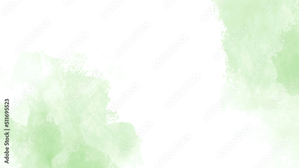 Green and white watercolor background for poster, brochure or flyer, wedding cards. Horizontal banner template. Copyspace. Website graphics