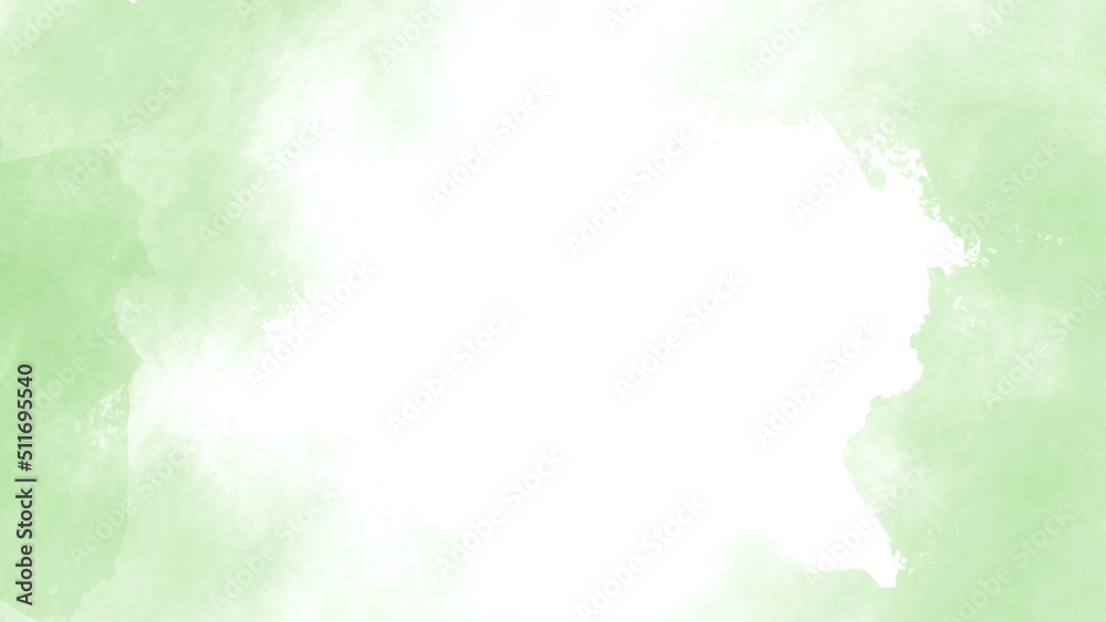 Obraz premium Green and white watercolor background for poster, brochure or flyer, wedding cards. Horizontal banner template. Copyspace. Website graphics