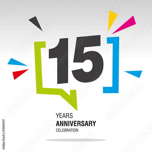 15 Years Anniversary celebration colorful white modern number logo icon banner