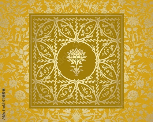 water lily, wedding card design, royal India	