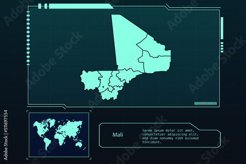 Mali Map Futuristic infographic Map element collection background	