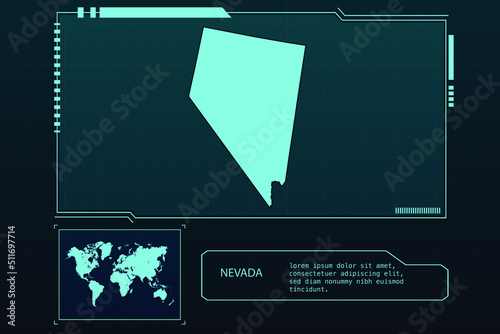 NEVADA Map Futuristic infographic Map element collection background	