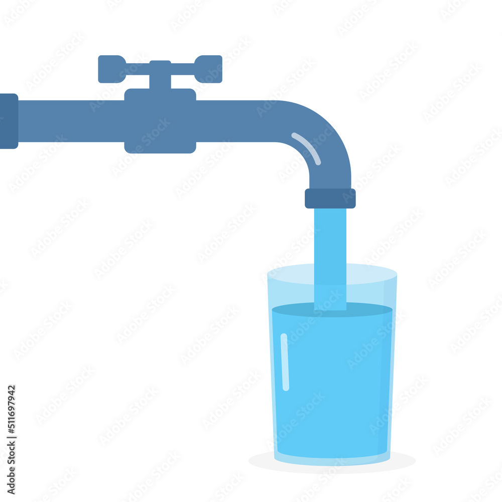 Water in glass from the tap, pure water suitable for drinking Water in glass from the tap, pure water suitable for drinking