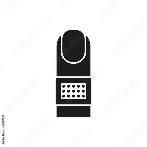 Finger with medical plaster icon. Vector. Flat design.