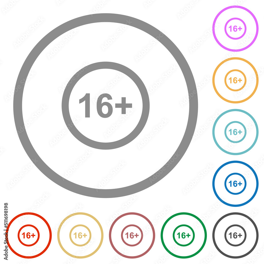 Allowed above 16 years only flat icons with outlines Allowed above 16 years only flat icons with outlines