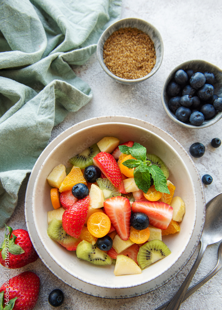 Healthy fresh fruit salad in a bowl Healthy fresh fruit salad in a bowl