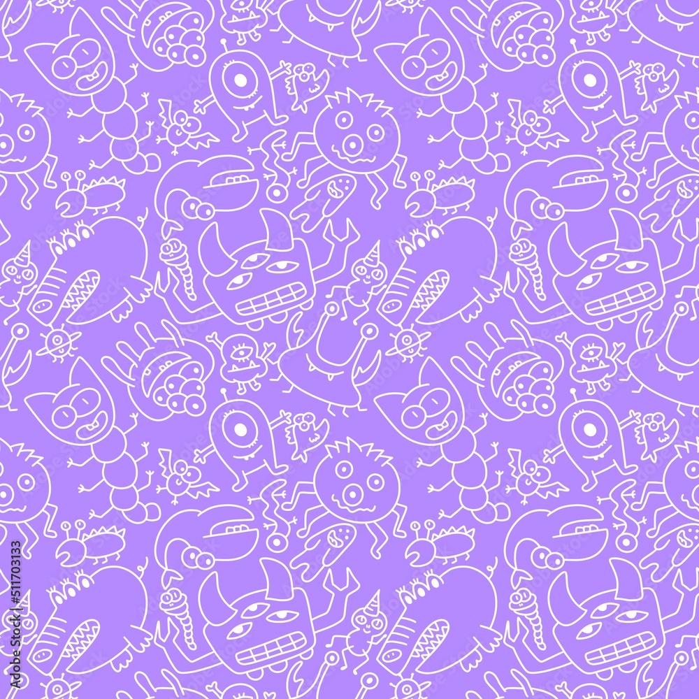 Kids seamless aliens and monsters pattern for fabrics and textiles and packaging and wrapping paper and notebooks Kids seamless aliens and monsters pattern for fabrics and textiles and packaging and wrapping paper and notebooks