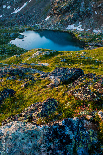 Fototapeta Naklejka Na Ścianę i Meble -  Alpine lake among the rocks, Arhyz, Russia