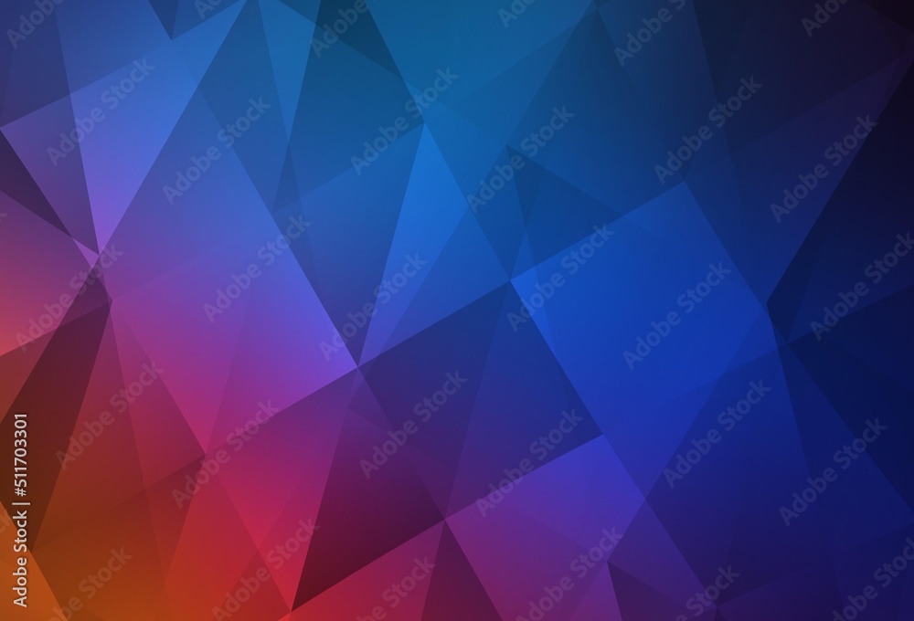 Light Blue, Red vector gradient triangles texture.