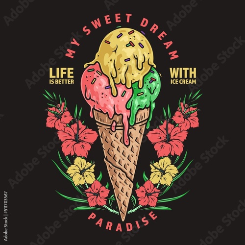 Ice cream vintage colorful poster