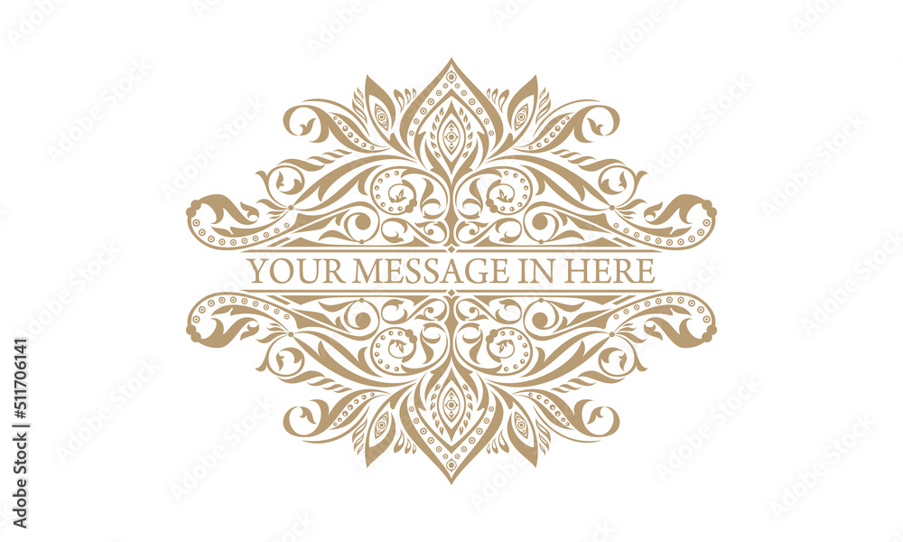 vektor logo template and fleur de lys calligraphy designs ,gold text frame, label, calligraphy, brand and your company name