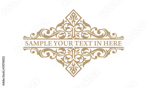 vektor logo template and fleur de lys calligraphy designs ,gold text frame, label, calligraphy, brand and your company name