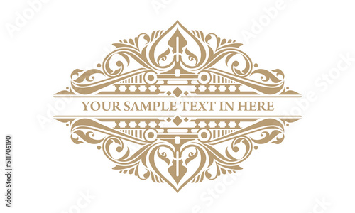 vektor logo template and fleur de lys calligraphy designs ,gold text frame, label, calligraphy, brand and your company name