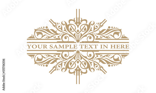vektor logo template and fleur de lys calligraphy designs ,gold text frame, label, calligraphy, brand and your company name