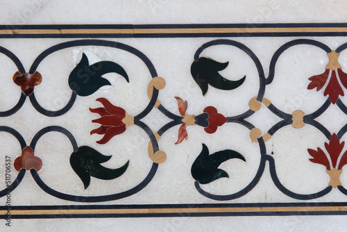 Old mozaika. Pattern and ornament on the wall.