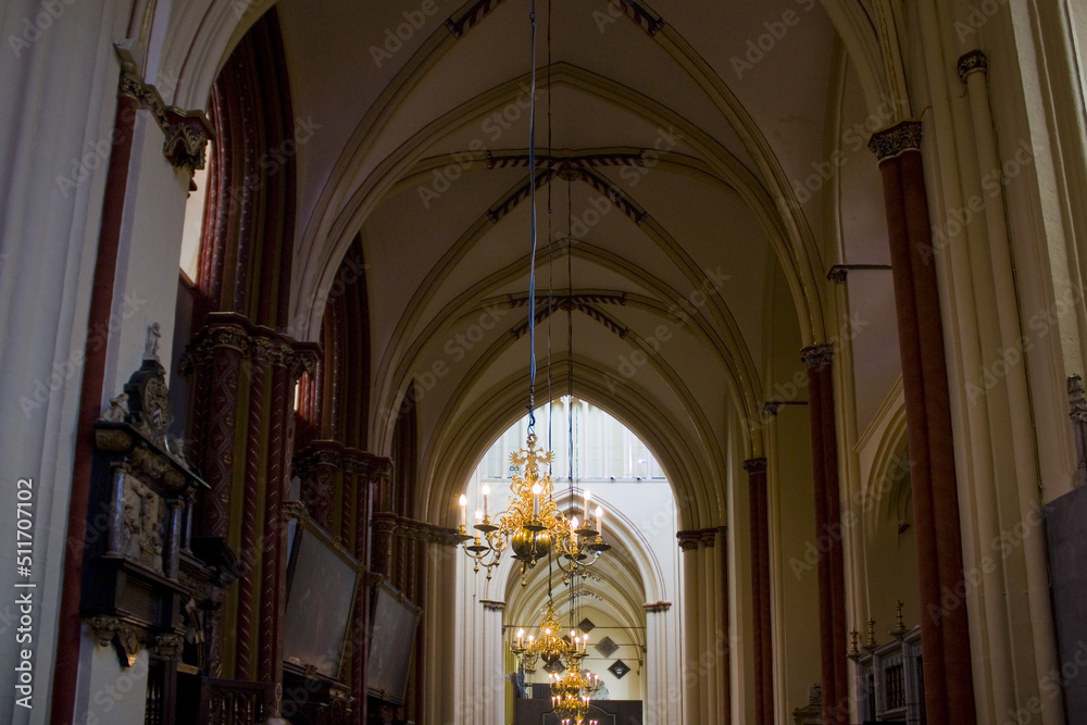 Interior of St. Salvator's Cathedral (Sint-Salvatorskathedraal) in Brugge, Belgium	