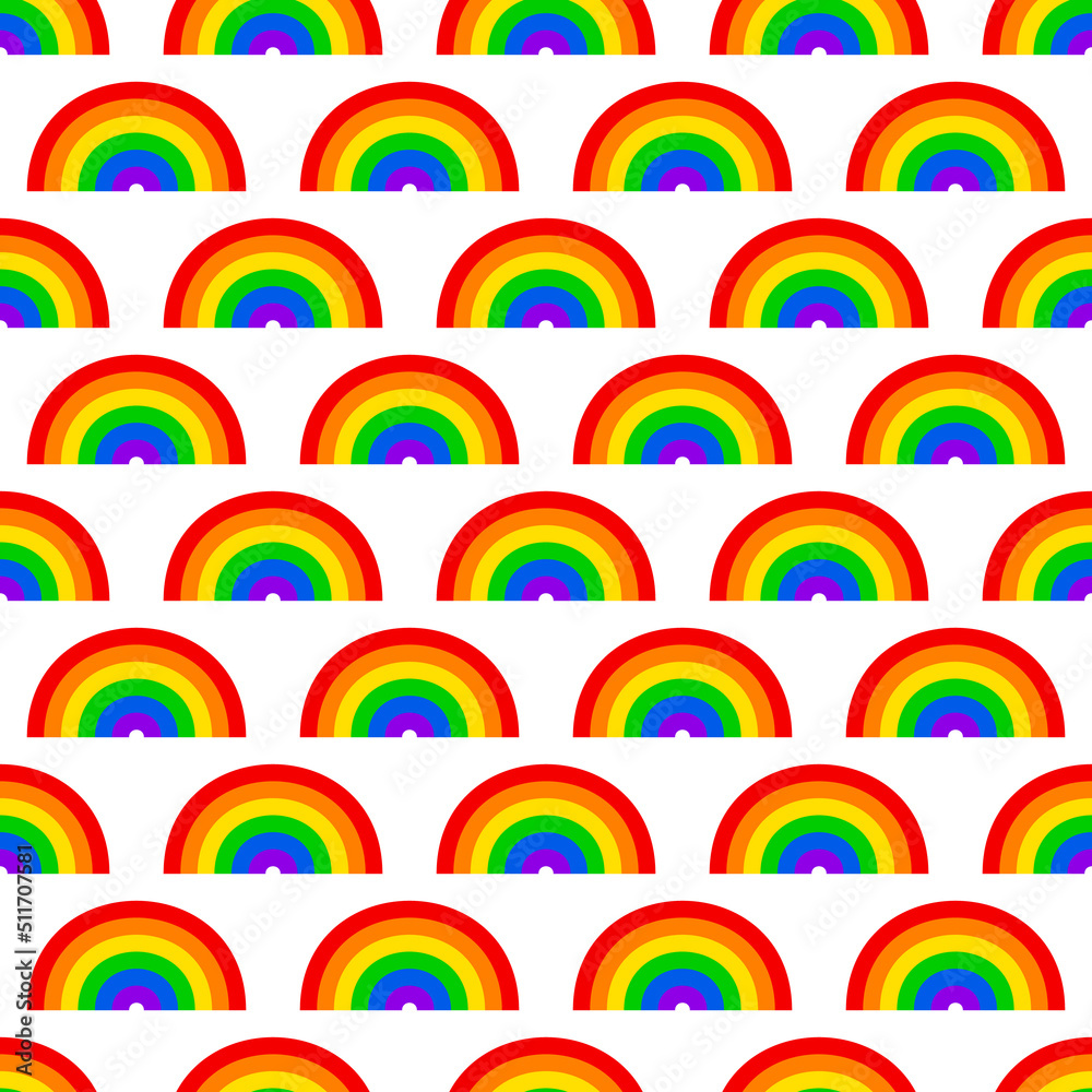 Obraz premium Rainbow seamless pattern. LGBT pride month background. Vector template for wrapping paper, wallpaper, fabric, etc