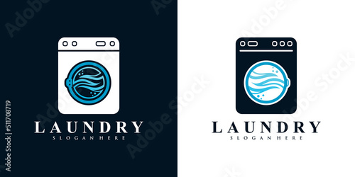 Laundry icon logo design for washing with creative concept Premium Vector