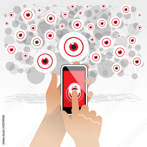 A spyware infected Smart Phone unaware that their device has been completely compromised and is allowing all tracking behaviour observed.