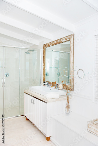 Luxury in the bathroom. Modern and clean bathroom with luxurious amenities.