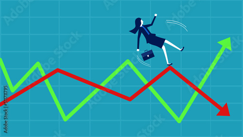 Stock market fluctuates. Unstable economic stock chart. vector illustration eps