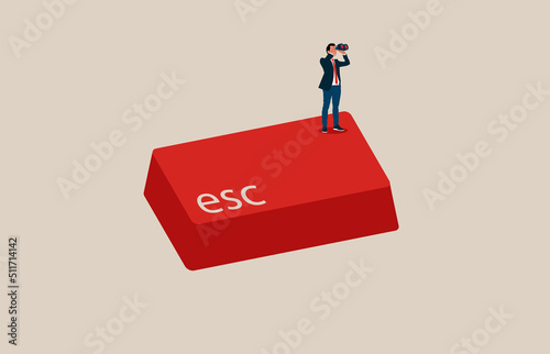 Escape business rat race and corporate worldvector concept. Symbol of stressful environment, new career, looking for relief.