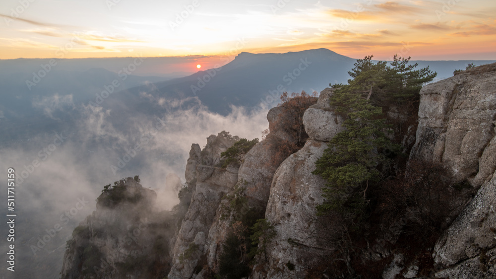 sunset over the mountains