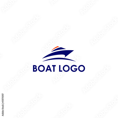 simple boat on water logo vector