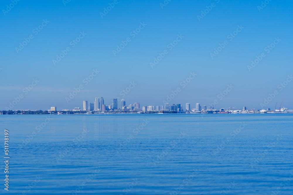 Beautiful Hillsborough River and waterfront building downtown in Tampa, Florida	
