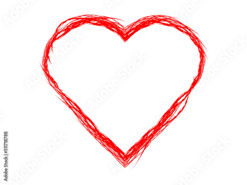 Grunge love symbol.Red heart made with art brush.