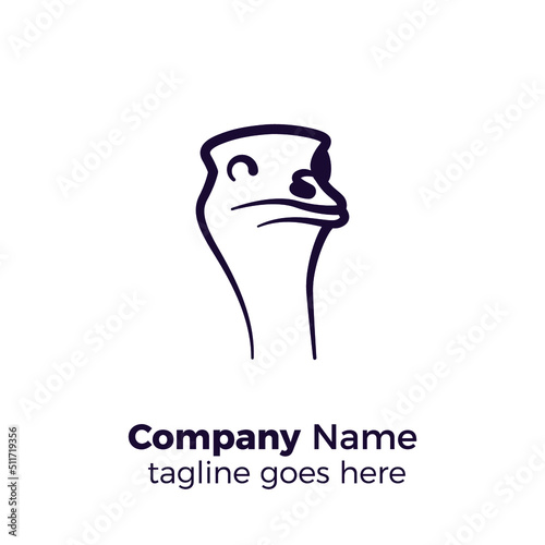 animal ostrich simple logo design icon vector illustration line